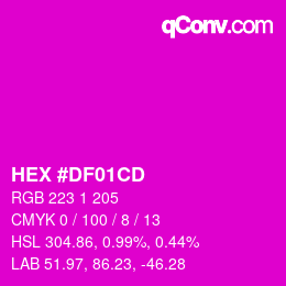 Color code: HEX #DF01CD | qconv.com