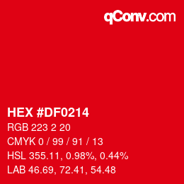 Color code: HEX #DF0214 | qconv.com