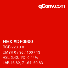 Color code: HEX #DF0900 | qconv.com