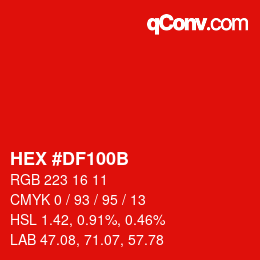 Color code: HEX #DF100B | qconv.com