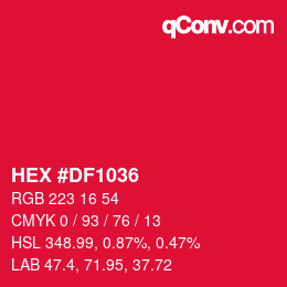 Color code: HEX #DF1036 | qconv.com