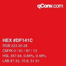 Color code: HEX #DF141C | qconv.com