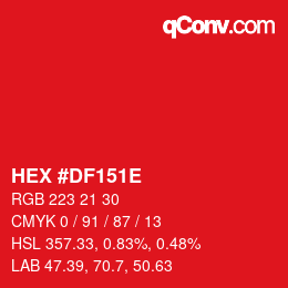 Color code: HEX #DF151E | qconv.com