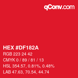 Color code: HEX #DF182A | qconv.com