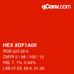 Color code: HEX #DF1A00 | qconv.com