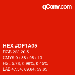 Color code: HEX #DF1A05 | qconv.com