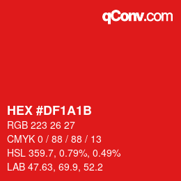 カラーコード: HEX #DF1A1B | qconv.com