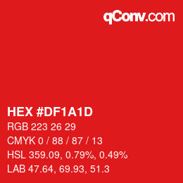 Color code: HEX #DF1A1D | qconv.com