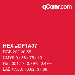 Color code: HEX #DF1A37 | qconv.com