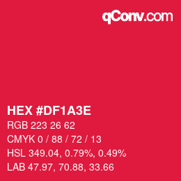 カラーコード: HEX #DF1A3E | qconv.com