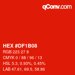 Color code: HEX #DF1B08 | qconv.com
