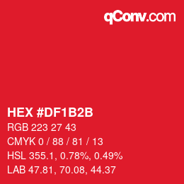 Color code: HEX #DF1B2B | qconv.com