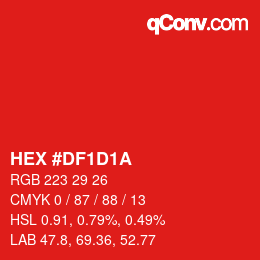 Color code: HEX #DF1D1A | qconv.com