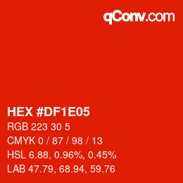 Color code: HEX #DF1E05 | qconv.com