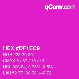 颜色代码: HEX #DF1EC9 | qconv.com