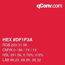 カラーコード: HEX #DF1F3A | qconv.com