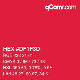 Color code: HEX #DF1F3D | qconv.com