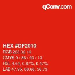 Color code: HEX #DF2010 | qconv.com