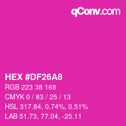 颜色代码: HEX #DF26A8 | qconv.com