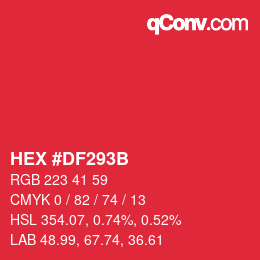 Color code: HEX #DF293B | qconv.com