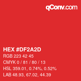 Color code: HEX #DF2A2D | qconv.com