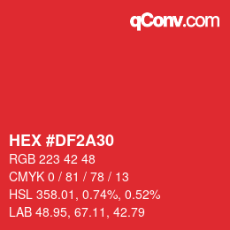 カラーコード: HEX #DF2A30 | qconv.com