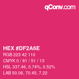 Color code: HEX #DF2A6E | qconv.com