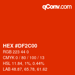 颜色代码: HEX #DF2C00 | qconv.com