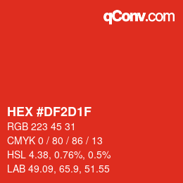 Color code: HEX #DF2D1F | qconv.com