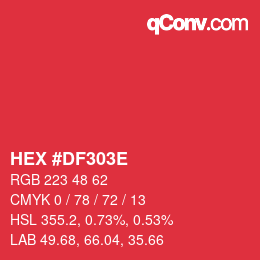 Farbcode: HEX #DF303E | qconv.com