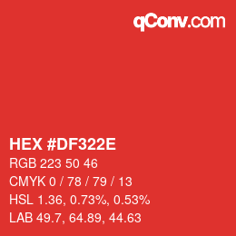 Color code: HEX #DF322E | qconv.com