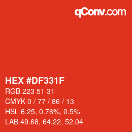 Color code: HEX #DF331F | qconv.com
