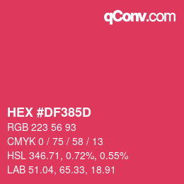 Color code: HEX #DF385D | qconv.com