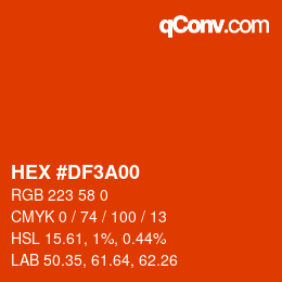 カラーコード: HEX #DF3A00 | qconv.com