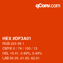 Color code: HEX #DF3A01 | qconv.com