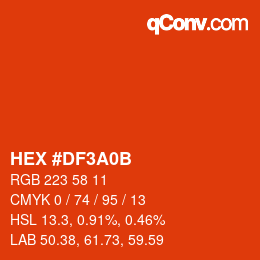 Color code: HEX #DF3A0B | qconv.com