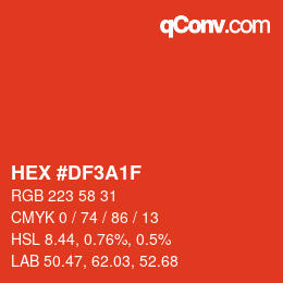 Color code: HEX #DF3A1F | qconv.com