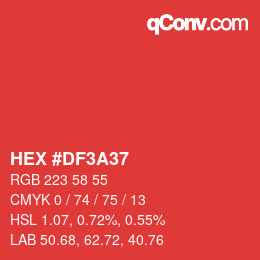 Color code: HEX #DF3A37 | qconv.com