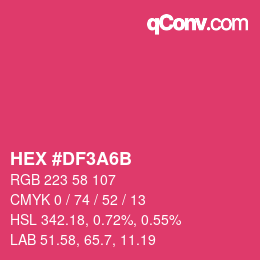 Color code: HEX #DF3A6B | qconv.com