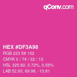 カラーコード: HEX #DF3A98 | qconv.com
