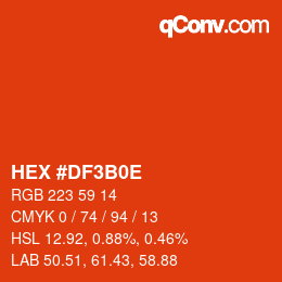 Color code: HEX #DF3B0E | qconv.com