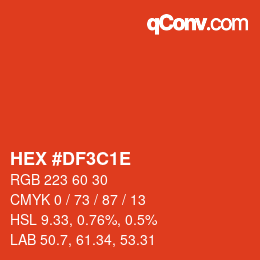 Color code: HEX #DF3C1E | qconv.com