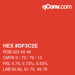 Color code: HEX #DF3C2E | qconv.com