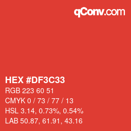 Color code: HEX #DF3C33 | qconv.com
