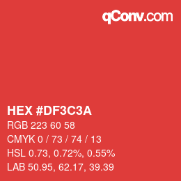 カラーコード: HEX #DF3C3A | qconv.com