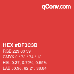 Color code: HEX #DF3C3B | qconv.com