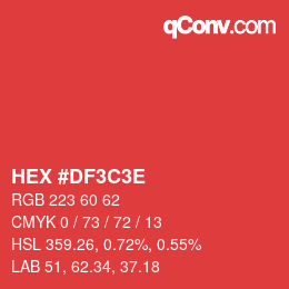 Code couleur: HEX #DF3C3E | qconv.com