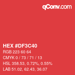 Color code: HEX #DF3C40 | qconv.com