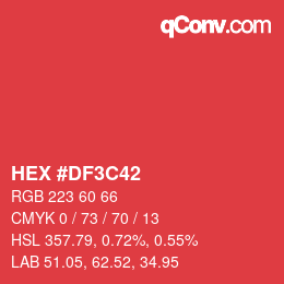 Color code: HEX #DF3C42 | qconv.com