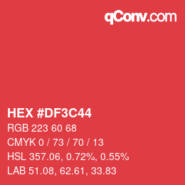 カラーコード: HEX #DF3C44 | qconv.com